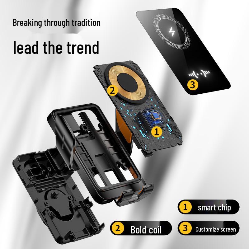 Wireless Charging Car Phone Holder with Smart Screen Mirroring & Electric Locking