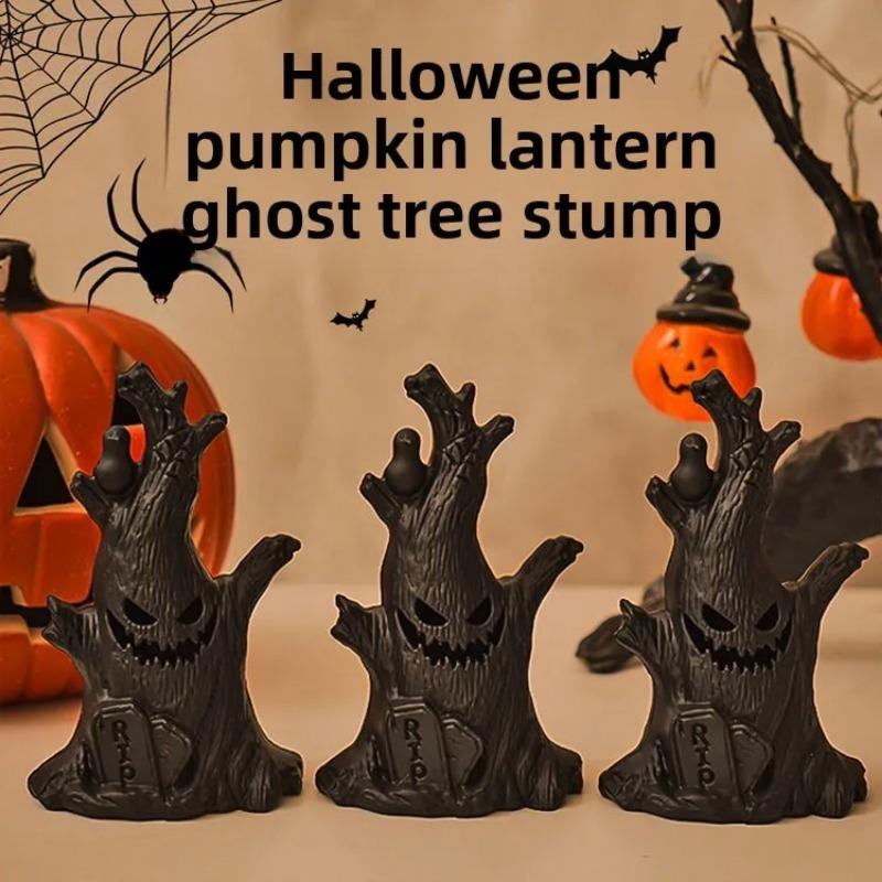 Halloween Horror Atmosphere Ghost Faces Tree Stumps LED Night Light Ghost Lights Haunted Rooms Escape Home Decoration