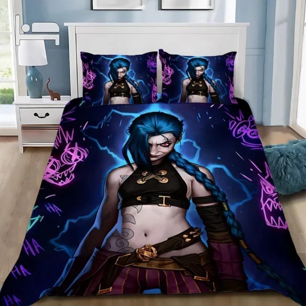 Anime 3D Print  Arcane Down duvet cover pillowcase LOL Jinx Adult Boy Girl Bedroom Decoration Single Double Size Bed size