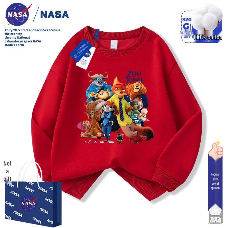 NASA Zootopia Kids Velvet Sweatshirt - Nick & Judy Cartoon Warm Top for Boys & Girls (Autumn/Winter)