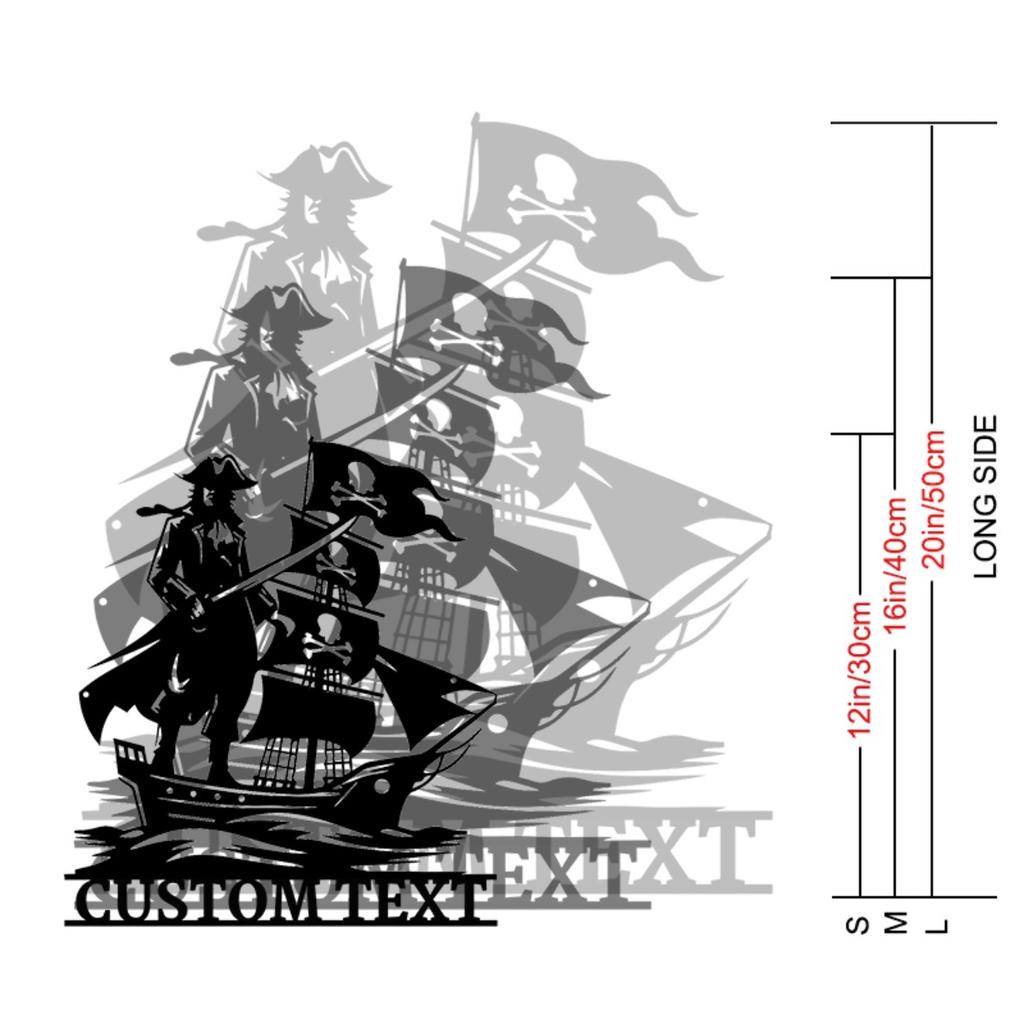 Custom Pirate Ship Metal Sign Retro Nautical Wall Decor for Home Office Man Cave