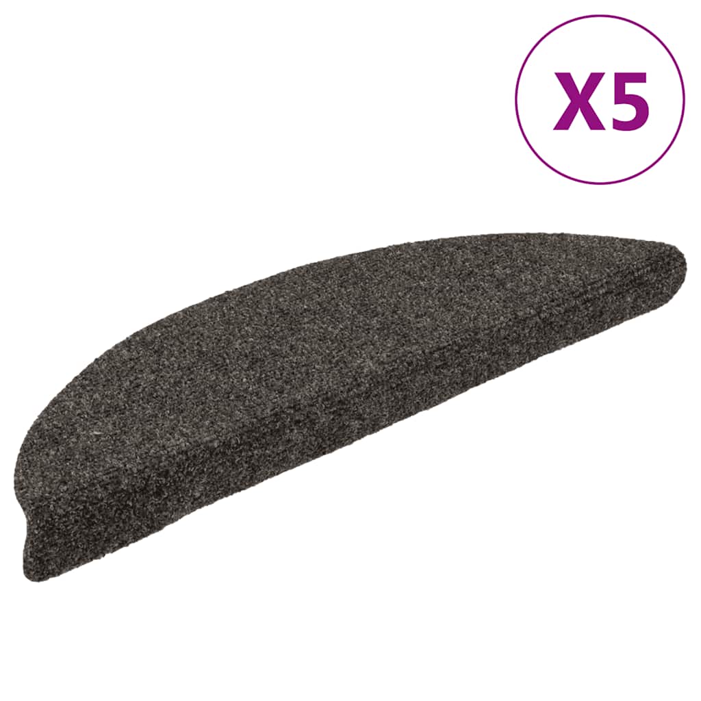 Self Adhesive Stair Treads 5 Pcs 56 X 17 X 3 Cm Anthracite Semi Round