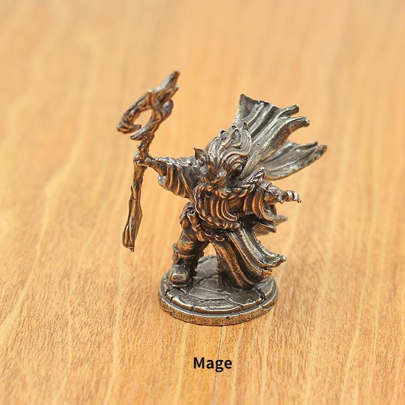 Vintage Dwarf Mage Soldier Model Handmade Toy Table Game Chess Car Carrying Copper Decoration Gift for Boys