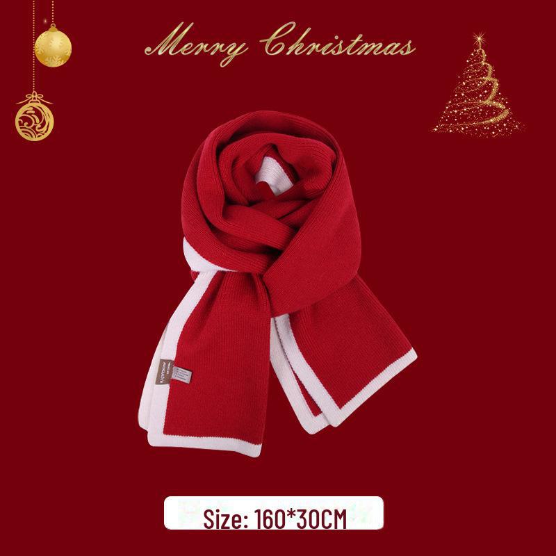 New Year Christmas Red Tassel Plaid Scarf - Women's High-End Warm Winter Korean Shawl