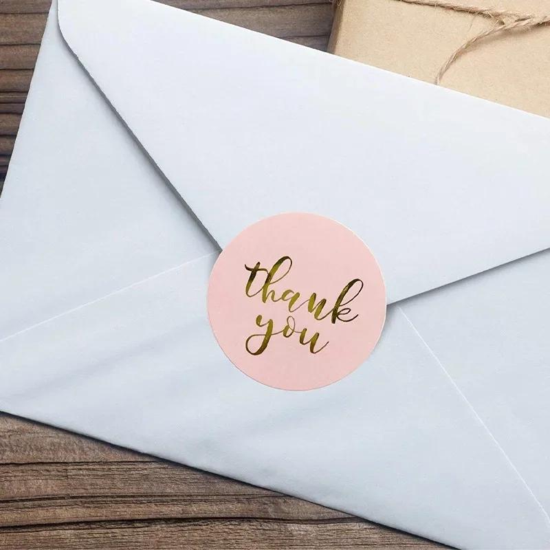 500pcs Round Pink Business Label Stickers Paper Cute Thank You Stickers for Baking Packaging Seal Labels Stationery Stickers
