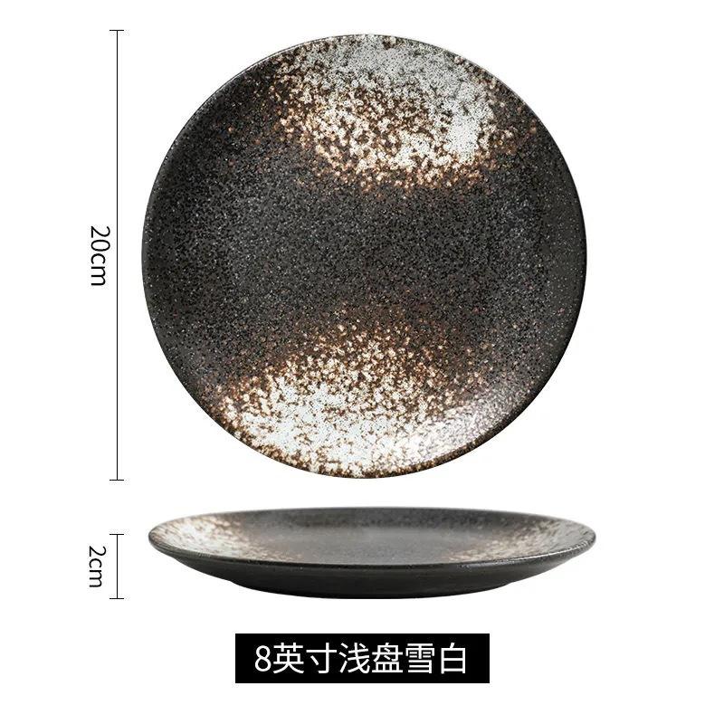 Ceramic Dinner Plates Creative Japanese Style Glaze Round Steak Salad Fruit Dessert Food Plate Kitchen Tableware Gift