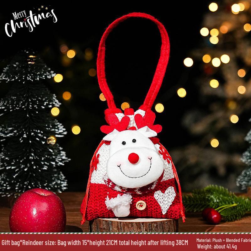 Three-Dimensional Santa Claus Burlap Backpack Candy Bag - Large Christmas Gift Decoration