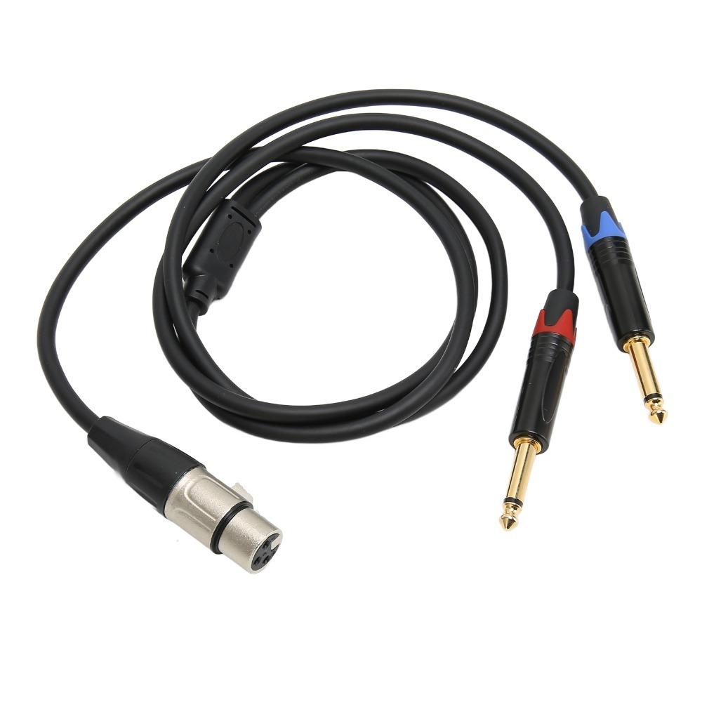 Y Splitter Dual 6.35mm Male To XLR Female 24K Gold Plated Microphone Splitter Cord  Home Studio