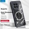 Freeson Phone Case for OnePlus Ace5/5 Pro, Full Camera Protection, Shockproof, Anti-Collision Corners, Transparent, Metal Magnetic Cooling Fans, Black