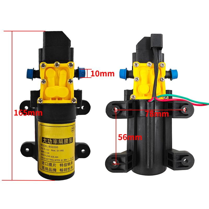 12V Agricultural Electric Spray Water Pump Small High-pressure Spraying Pump Self-priming Diaphragm Pump Pesticide Water Pump