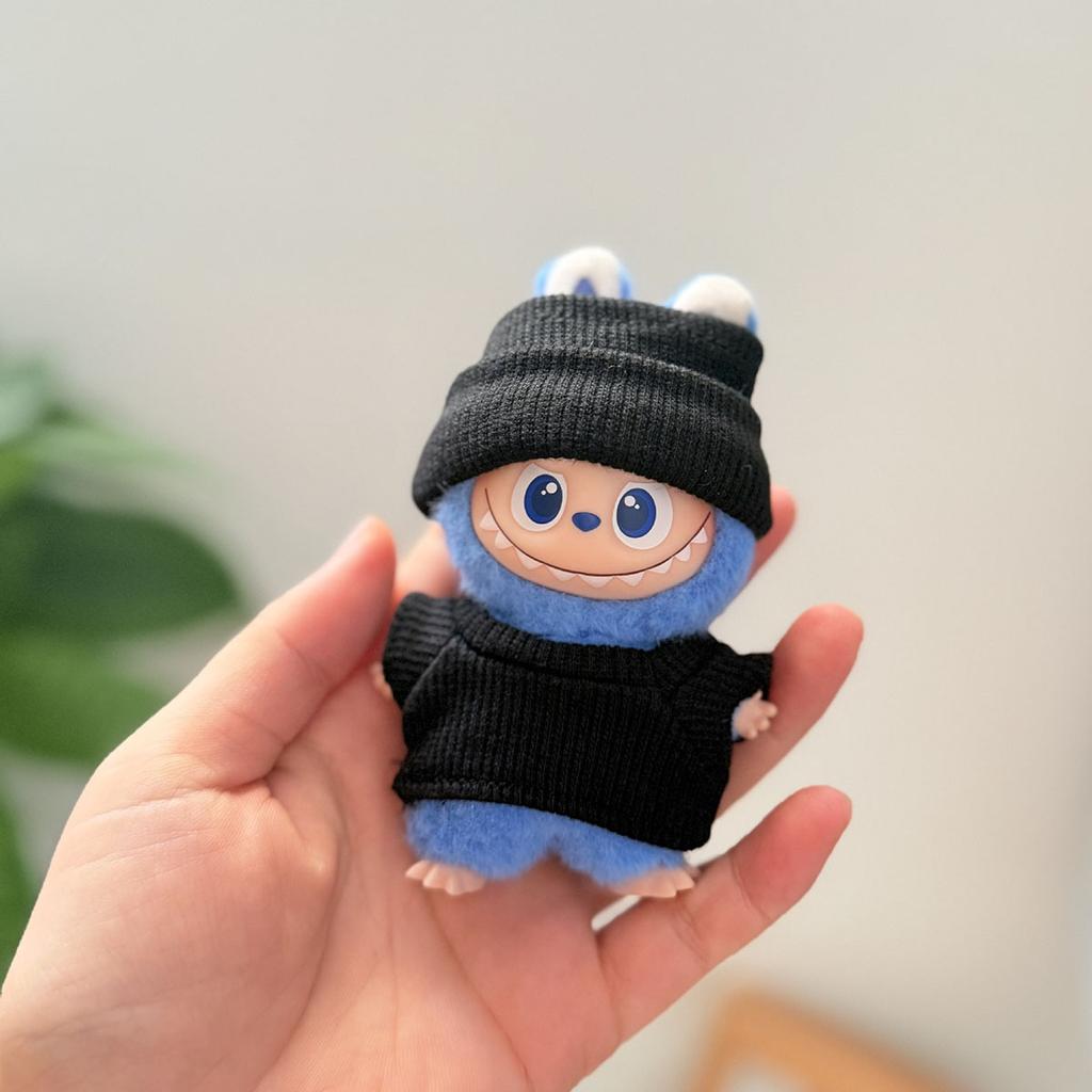No DollPlush Doll Clothes for Mini Labubu 4.0 Bear Hat Love Sweater Set DIY Doll Accessories Gifts