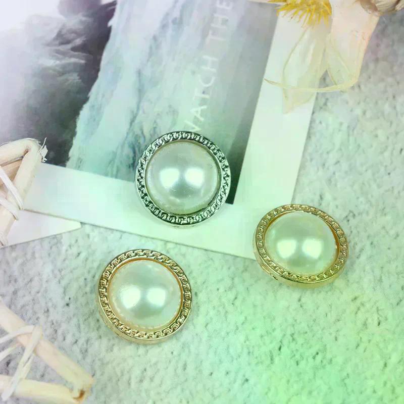 DIY Craft Decoration Pearl Metal Shank Buttons for Sewing Scrapbooking 10pcs