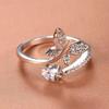 Huitan Romantic Butterfly Heart CZ Opening Rings for Women Luxury Trendy Silver Color Female Rings Adjustable Engagement Jewelry