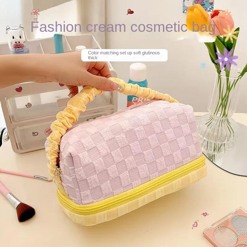 

3Pcs Small Student Puff Pillow with Large Capacity Storage Makeup Bag, Japanese High Beauty Pen Bag, Travel Sorting Cosmetics