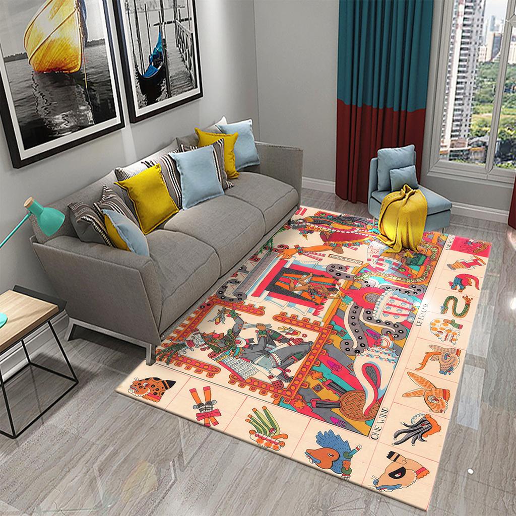 Non-slip Rug Outdoor Living Room Bedroom Decoration Mexico Mayan Tribal Culture Rug Bathroom Kitchen Door Mat