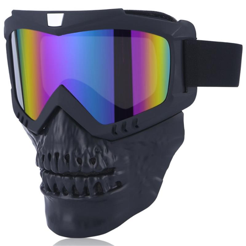 Motorcycle Bicycle Riding Windproof Full Face Goggles Detachable Skeleton Protective Skull Mask Colored Helmet Goggle