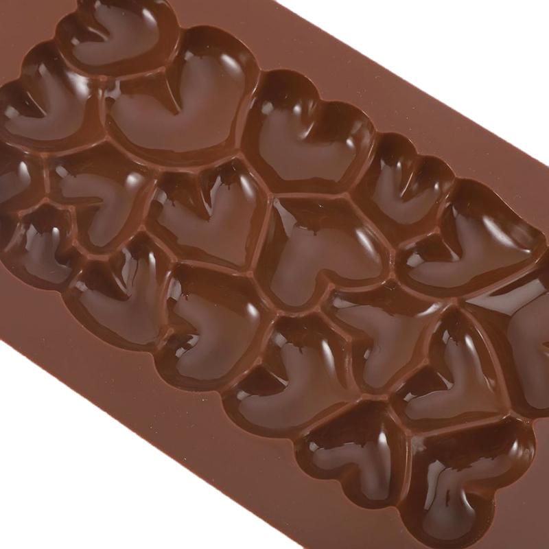 Kaffeefarbene Vollseitige Herzförmige Silikon-Schokoladenkuchenform Küchenutensilien
