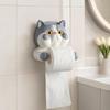 Toilet Paper Holder, Cat Shape Wall Mounted No Drilling Rack, with Phone Holder Multi-Purpose Bathroom Organizer