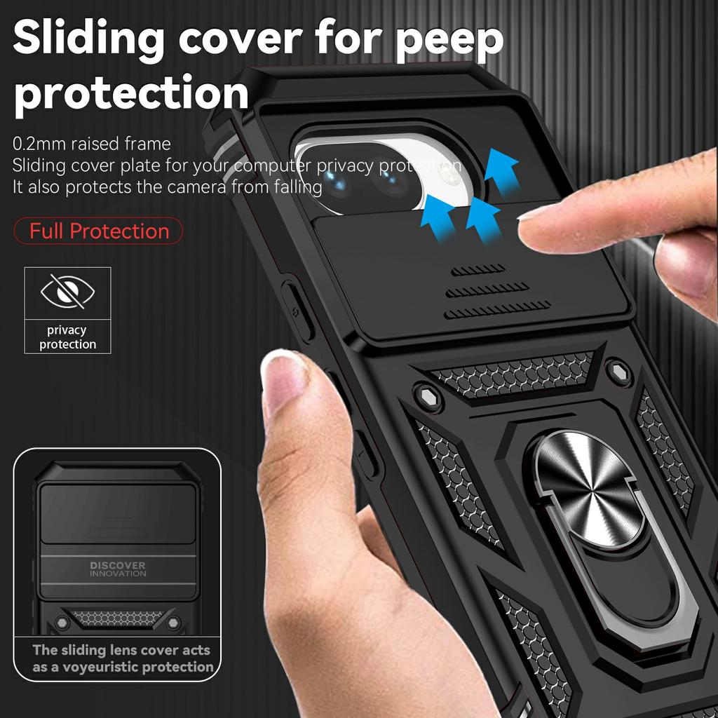 For Google Pixel 9a Case PC + TPU Phone Cover with Lens Protection Kickstand