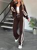 2025 Women's Striped Zipper Jacket & Casual Sportswear Set - Spring/Summer Collection