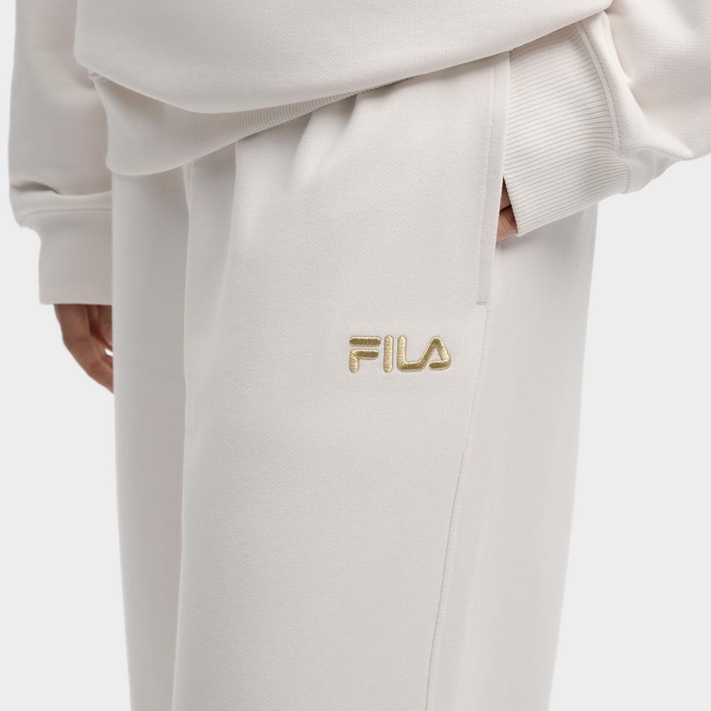 FILA Original Classic Minimalist Fashion Retro Versatile Comfortable Loose Casual Pants Women bottoms Steam-White F51W619601FIV