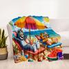 """Tom & Jerry Divertimento in Spiaggia Stampa Poster Estiva Coperta Plaid in Flanella per Divano, Letto, Viaggio, Campeggio, Ufficio"""