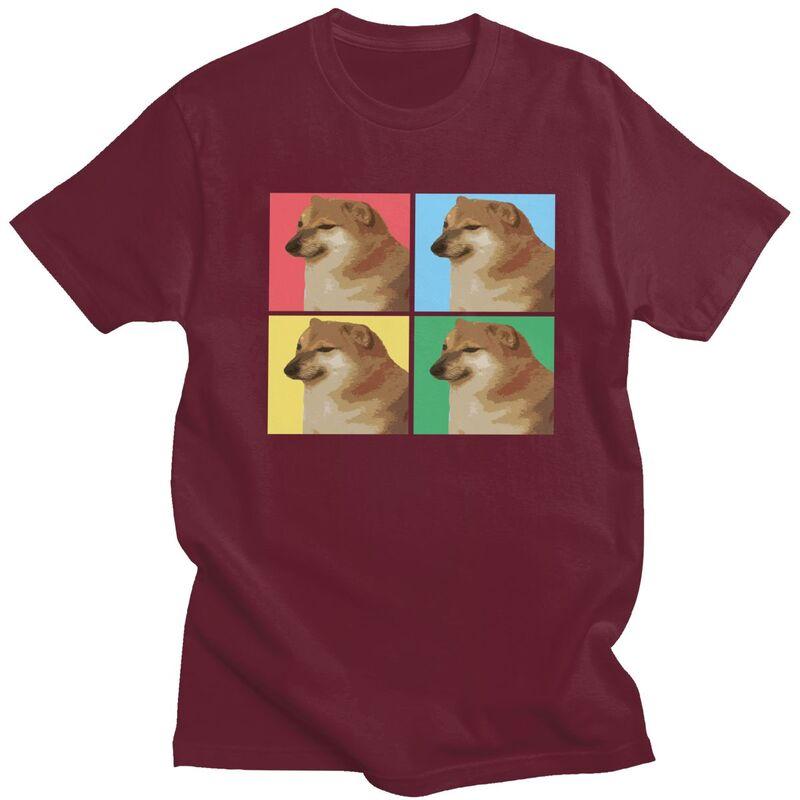 Custom Vaporwave Aesthetic Cheems T Shirts Men 100 Cotton Tees Shiba Inu Doge Meme Tshirt ShortSleeve Fashion Tshirt Clothing