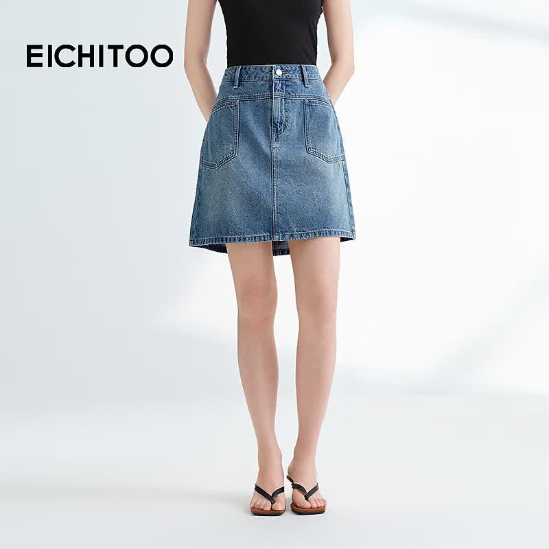 EICHITOO Women s Cotton Denim A-Line Mini Skirt S