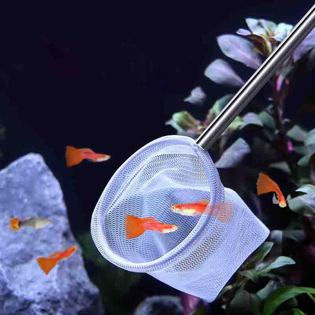 Square/Round Fine Fishing Net with Retractable Stainless Steel Hand Aquarium/Fish Tank Catch Small Fish Shrimp Clean Accessories