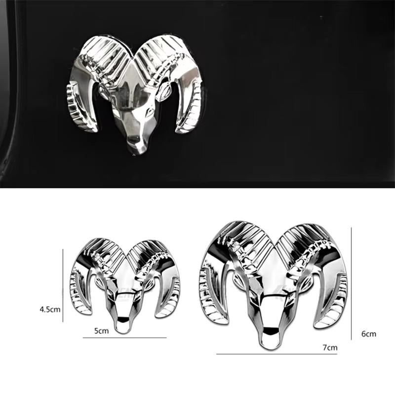 GXP1  1Pcs Car Body Rear Trunk 3D Metal Chrome Stickers Ram Head Styling Emblem Badge For Dodge Ram 1500 Caravan Accessories