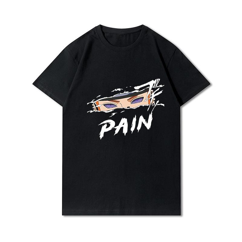 Summer Men s Clothes Printed Soft Unisex Cotton Tees Anime Pain Summer Blouse T-Shirts Men s Fashion Tops S чёрный