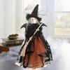 Halloween Witch Doll with Broom Small Witch Figurine with Gauze Skirt Spooky