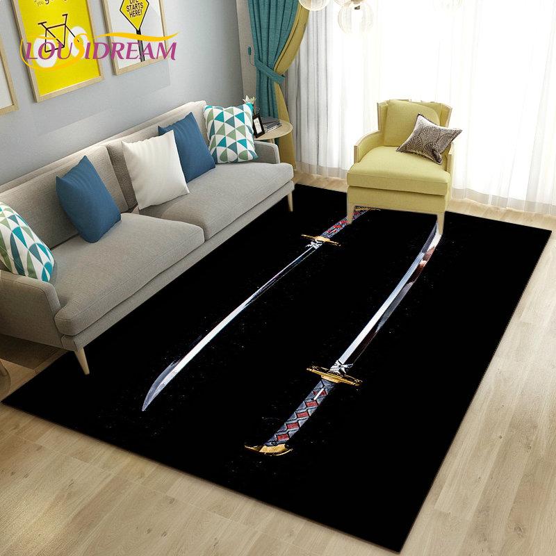 3D Sword Dagger Machete Saber Knife Area Rug,Carpet Rug for Living Room Bedroom Sofa Doormat Decor,Kid Play Non-slip Floor Mat