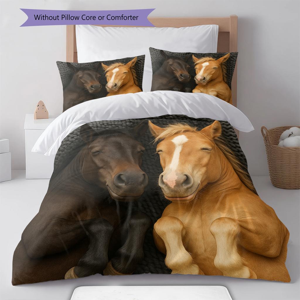 Cartoon-Muster Bettwäsche Steppbett-Set Bettbezug Kissenbezug Heimdekoration Geburtstagsgeschenk (1 Bettbezug + 2 Kissenbezüge, ohne Füllung)