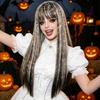 Leopardí Ombre Bílá Dlouhá Rovná Syntetická Paruka Ofina Punk Street Dámská Halloween Klub Cosplay Párty Kostým Příčesek