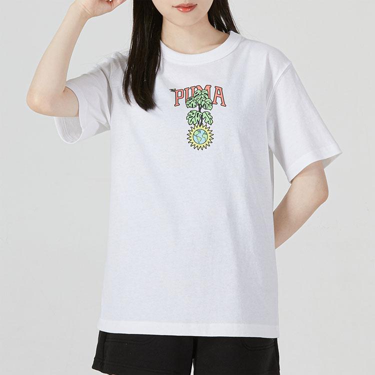 Puma Downtown Relaxed Graphic Cartoon Plant Letter Print American Vintage Comfortable Fashion Breathable Sports Casual Short Sleeve T-Shirt 535413-52