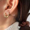 Girls French Sliver Color Glossy Geometric Square Earrings Ear Stud Hoop Earrings Fashion Jewelry