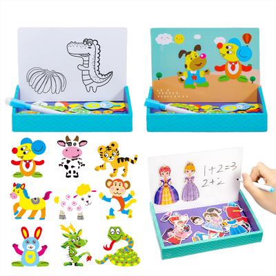 Dětská kreslicí hračka Multifunkční puzzle Papírová krabice Vzdělávací hračky Magnetická psací malovací tabule Tabule TMZ