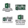 Creative Excel Spreadsheet Series Metal Badge Fun Green Letter Gift Accessory Pin