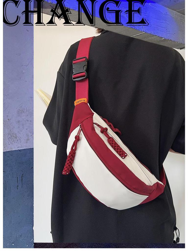 Japanische Messenger Bag in Kontrastfarbe für Damen – Vielseitige Hüfttasche für Studenten, Sport und Freizeit