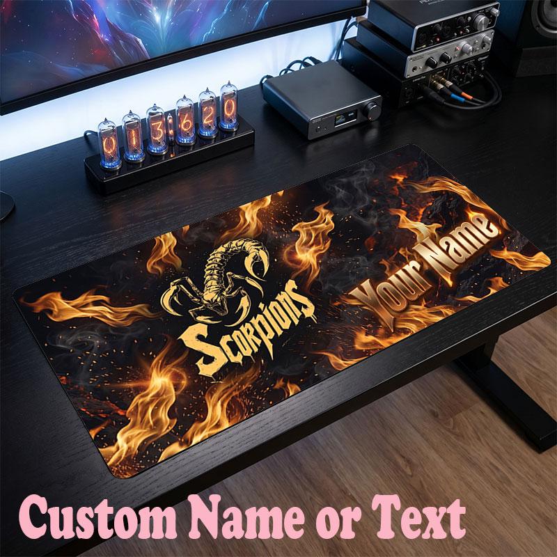 Scorpions Customized Name Text Mouse Pad, Large Desk Mouse Mat Personalized Home Office Present