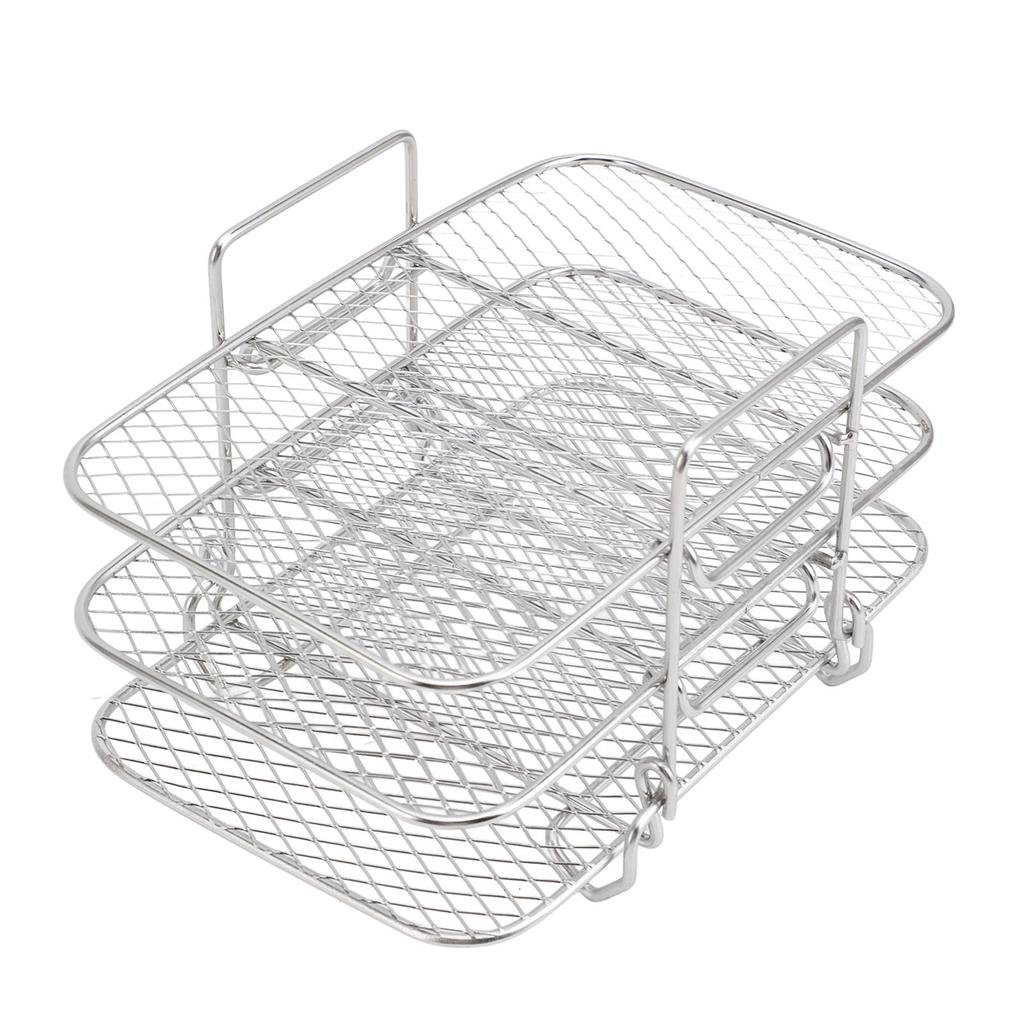 3 Layer Fryer Rack Stackable 304 Stainless Steel Dehydrator Rack Detachable Multi Layer Grill Rack