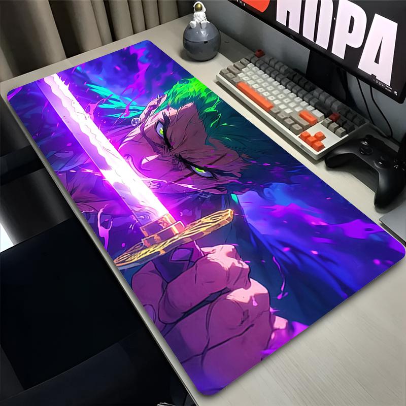 Big Mouse Pad one piece Zoro Cool Japanese Anime Desk mat Computer Gaming Accessories Anti-fray Gamer HD Print Extended Mousepad