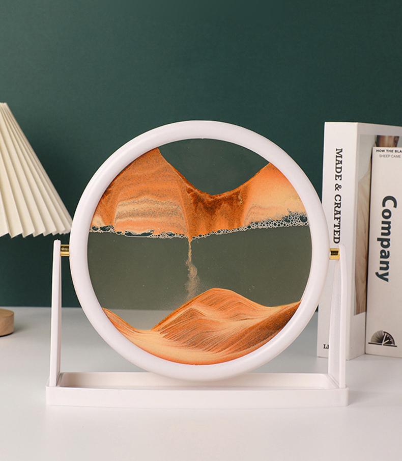 Rotatable Sandscape Moving Sand Art Picture Round Glass Deep Sea Quicksand 3D Hourglass Flowing Sand Painting Home Decor Gifts