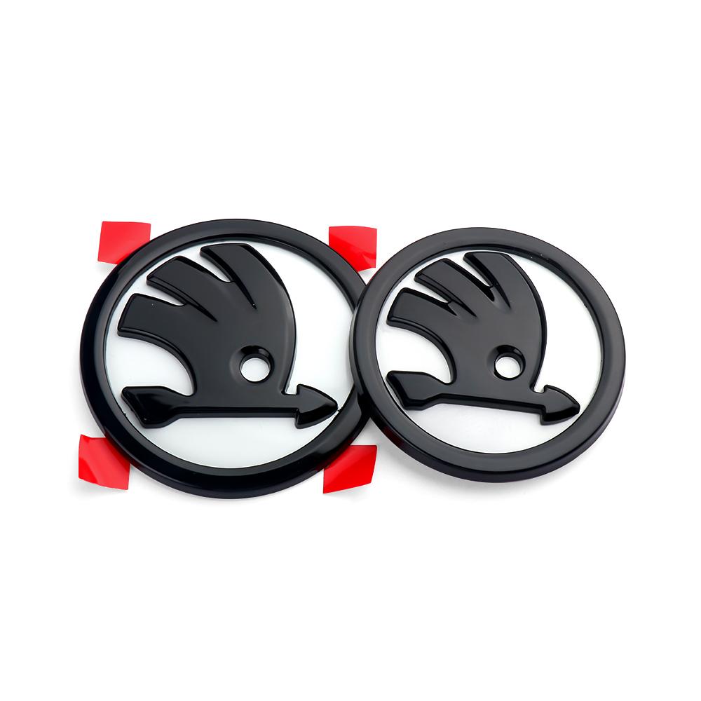 

2026 Hot 2pcs 80/90/100mm Car Front Hood Badge Rear Trunk Emblem Sticker for Skoda Rapid Fabia Octavia 2 A7 Yeti Superb 3 A5 Kam 1pc 80mm 1pc 100mm