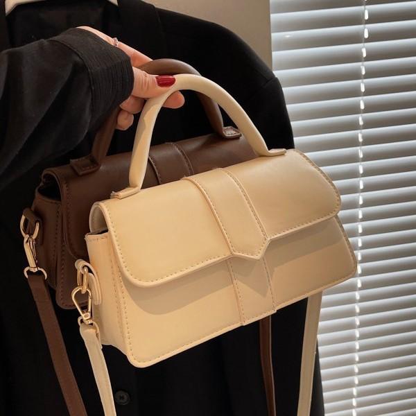 Retro Solid Color Handbag 2026 New Fashion Small Square Shoulder Crossbody Purse Vintage Magnetic Snap Closure Bag CLE