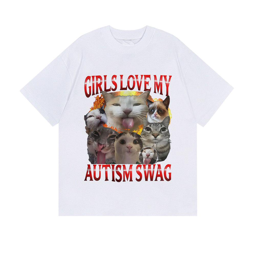 Funny Cute Cat Meme Graphic T-Shirt Men Women Casual Short Sleeve TShirt Fashion High Quality Cotton T Shirts Top