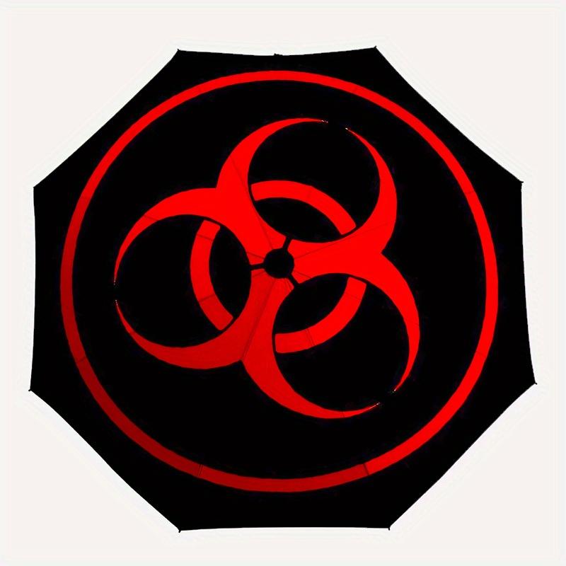 1pc Biohazard Symbol Warning Sign Umbrella with Plastic Handle,Suitable for All Seasons Home Travel Outdoor UmbrellaM1003