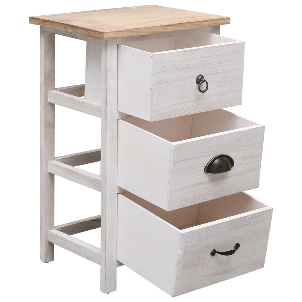 Side Table Cabinet 35 X 25 X 57 Cm Solid Paulownia Wood
