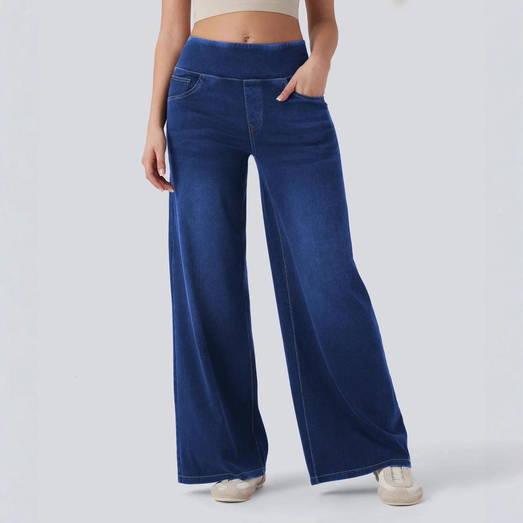 2025 European & American High-Waisted Loose Wide-Leg Slimming Women's Jeans